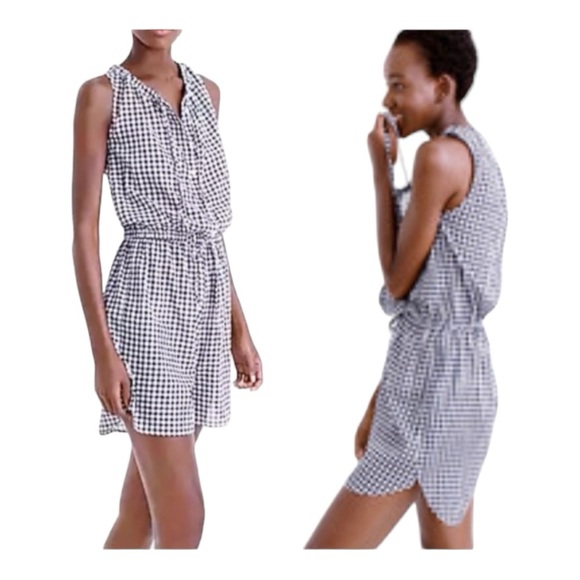 J. Crew Navy and White Gingham Romper Sz. Medium Light weight Brand New - Picture 2 of 7